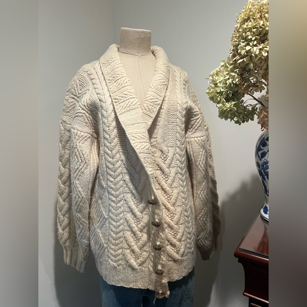 LORD & TAYLOR Vintage Hand Knit Wool Cardigan, size M